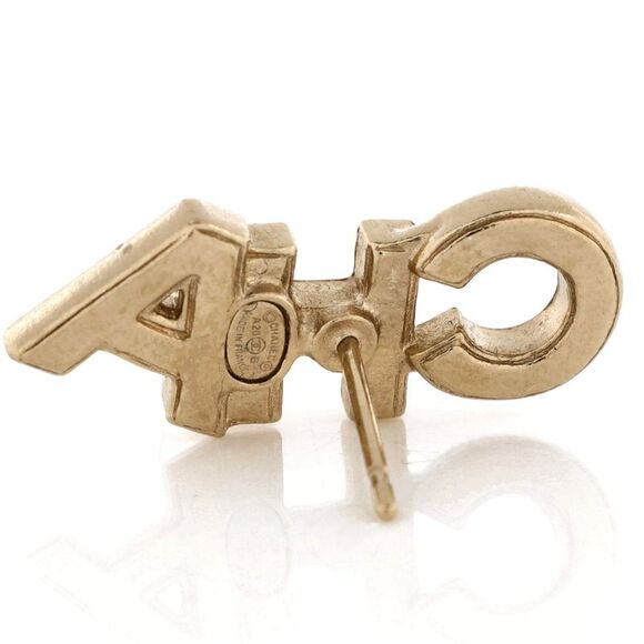 Chanel CHA-NEL Stud Earrings Metal with Crystals Gold - Picture 3 of 3